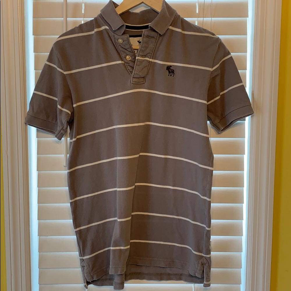 Boys Abercrombie, large gray & white striped shirt